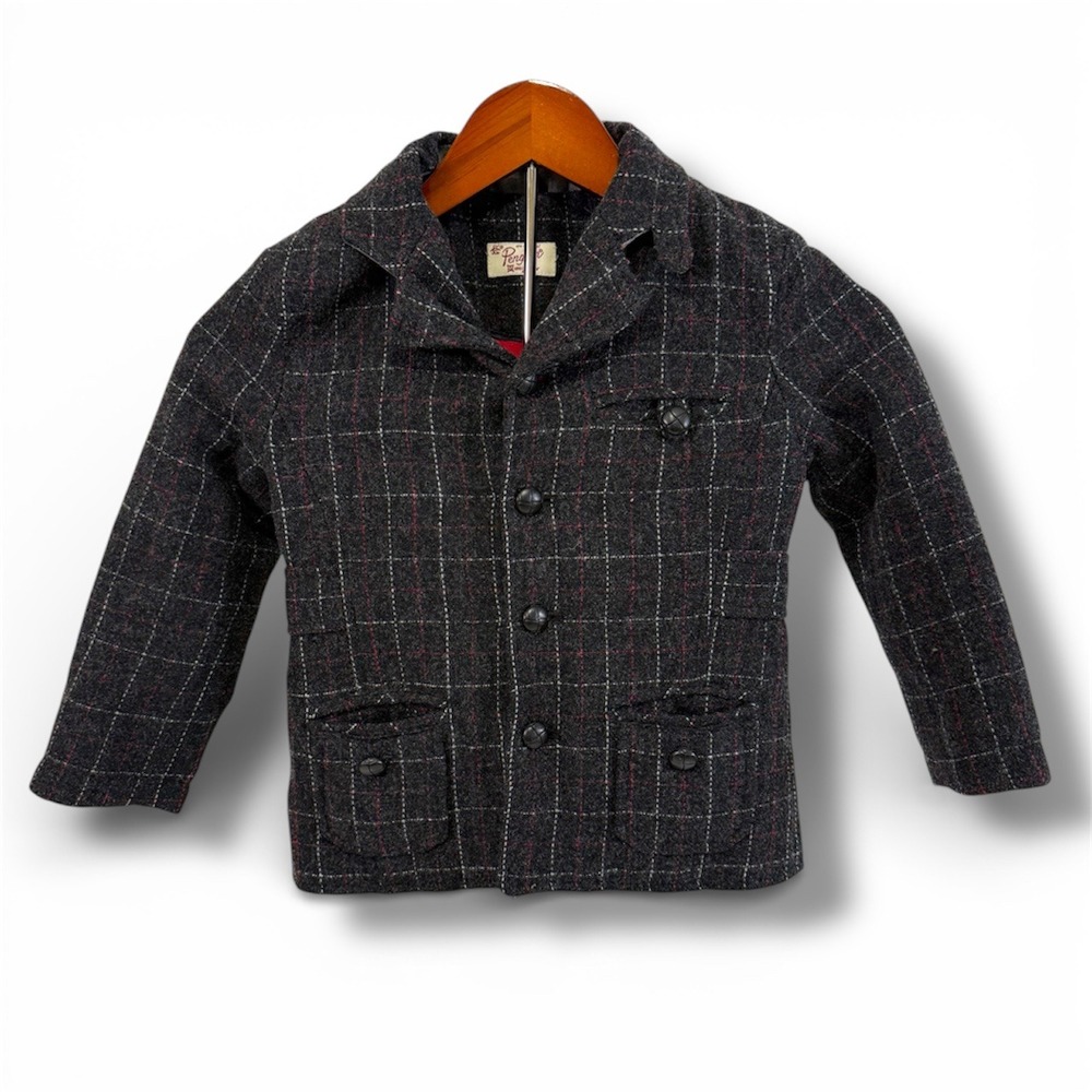 Original Penguin Wool Coat Toddler‎ 4T Plaid Lined Gray Church Dress